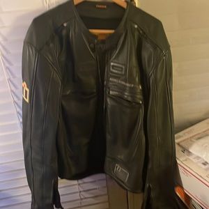 Leather heavy motorcycle jacket